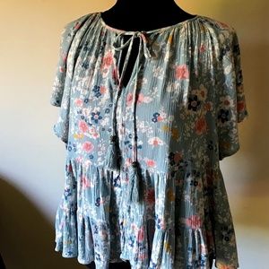 Floral Baby Doll Flowy Blouse SZ Large